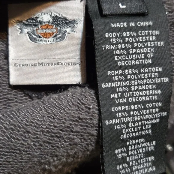 L Harley Davidson Gray Military Jacket Fitted Cropped Jacket Black Parade - Picture 6 of 6